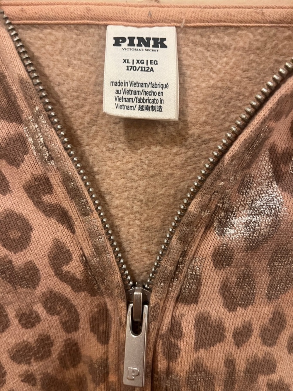 PINK Victoria's Secret Rose Leopard Half-Zip Hoodie - Picture 2 of 4